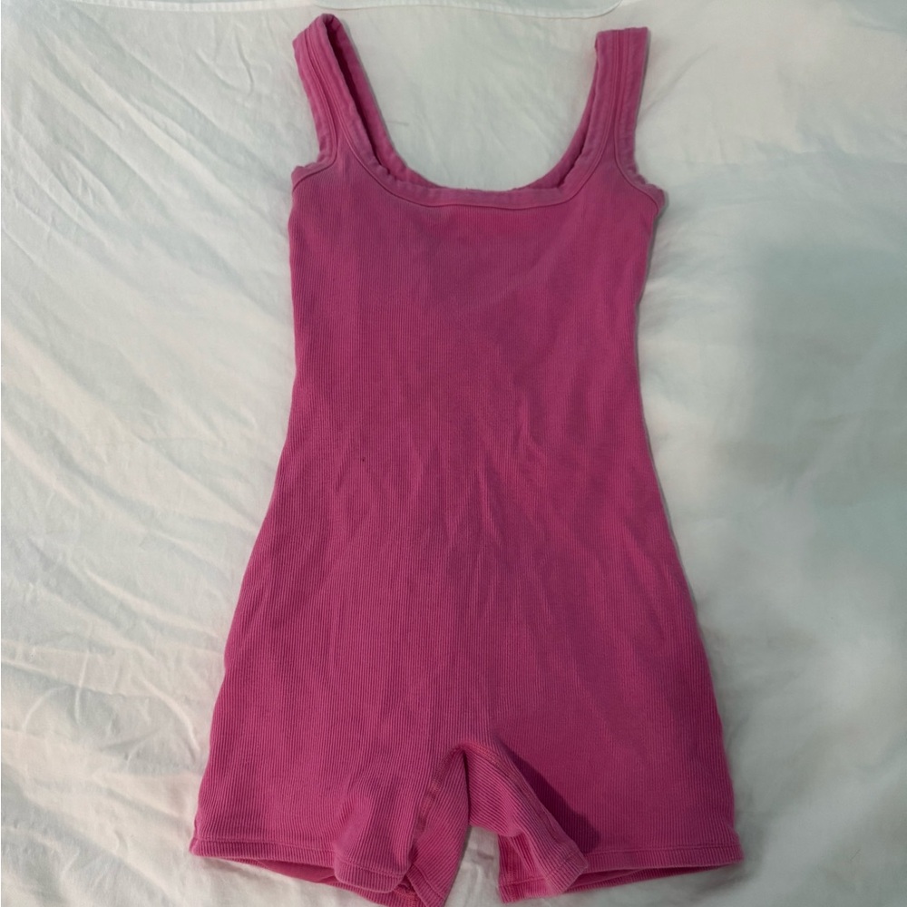 Skims Pink Cotton Rib Onesie